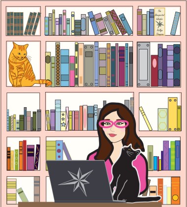 K avatar with bookcase background and cats 2018-08-13 small.jpg